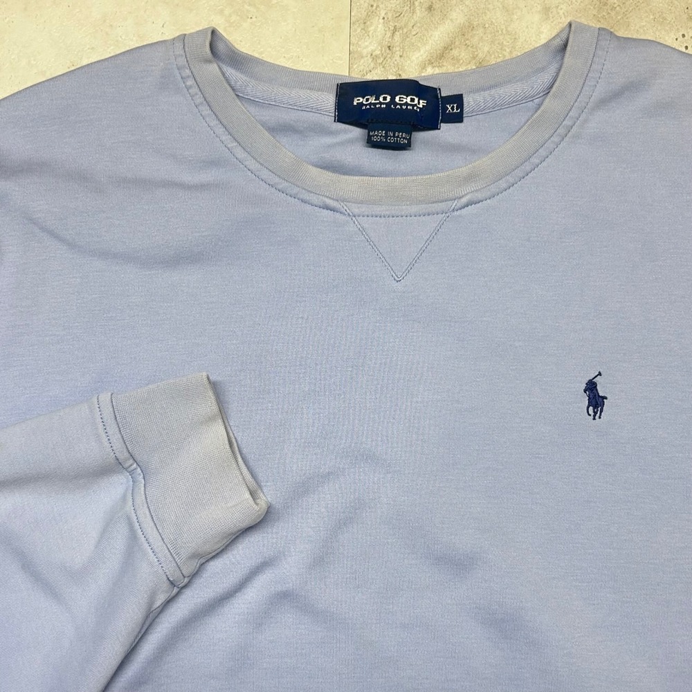 Polo Golf Ralph Lauren Sweatshirt Light Blue Mens XL Cotton Pullover Crewneck